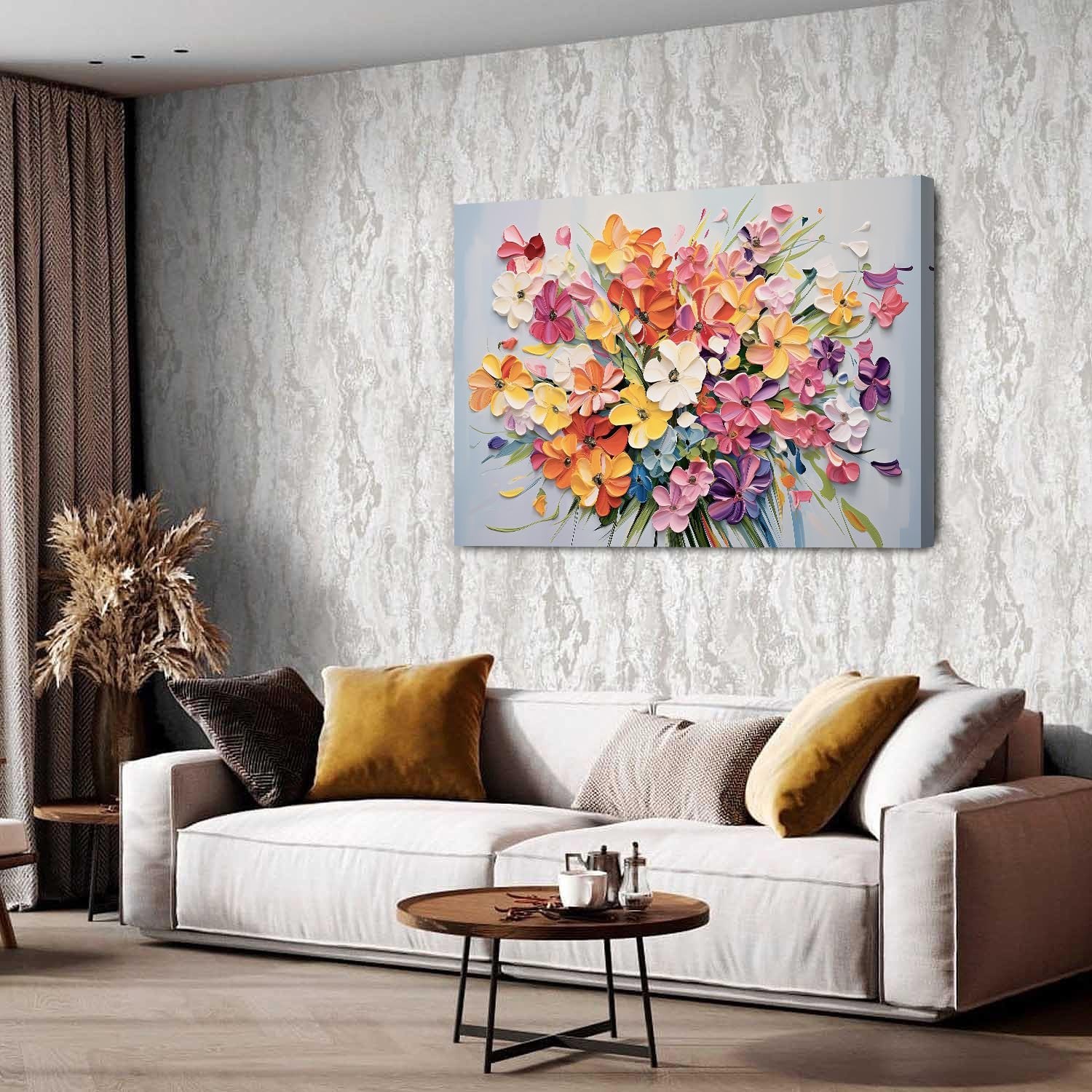 Aesthetic Daisy Wall Decor Floral Wall Art Abstract Poppies Bouquet Texture C…