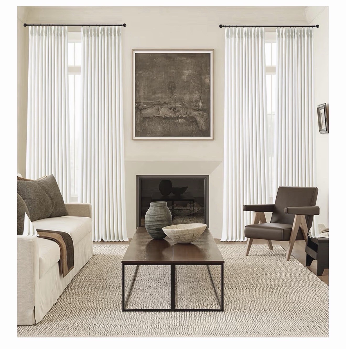 Linen Curtains 108 inch Length Custom Trained Pinch Pleat with Hooks