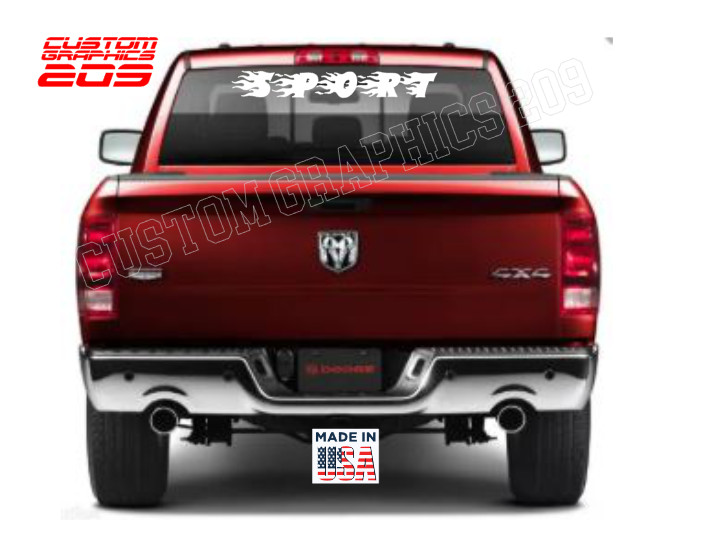 Custom Flame Text Truck Car Window Decal Oracal 651 Waterproof Vinyl