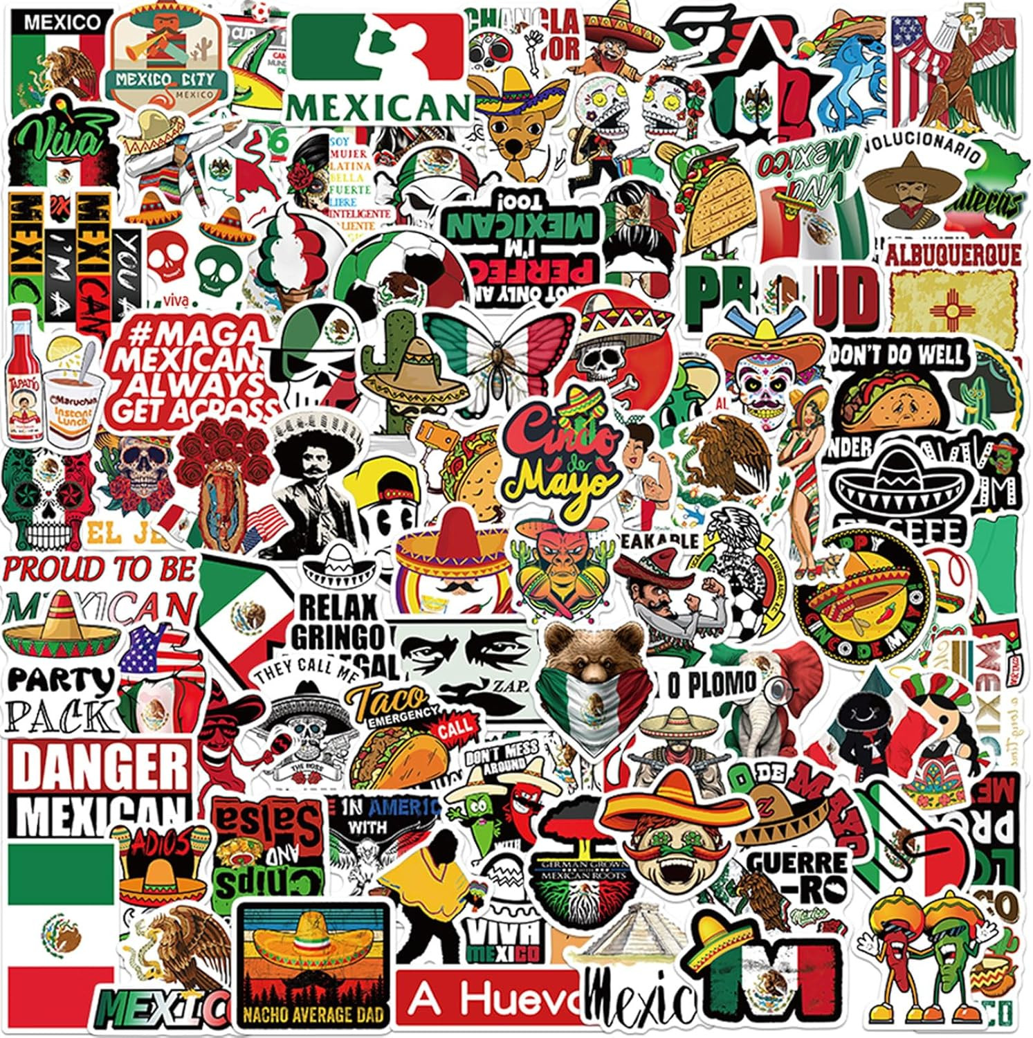 100Pcs Mexican Hard Hat Stickers Mexico Pride Patriotic Decals Vinyl Accessories