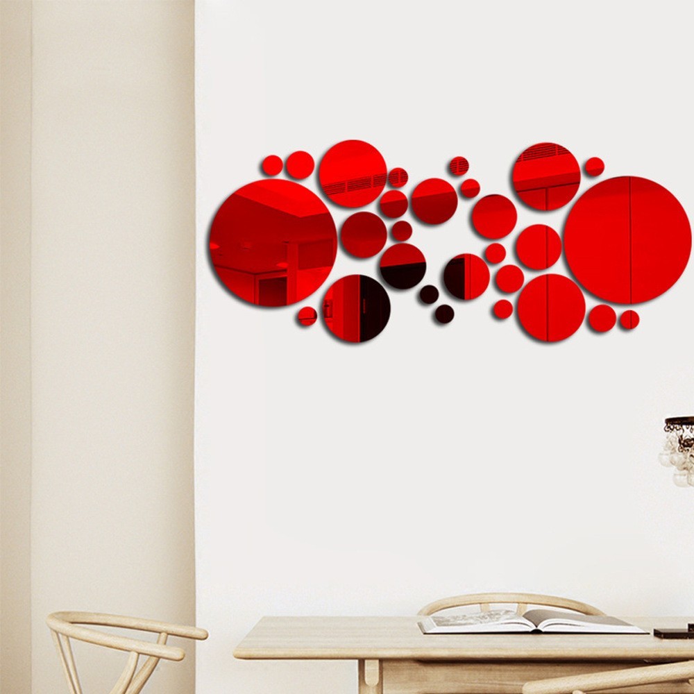 3D Acrylic Mirror Circle Wall Stickers Big & Small Round Home Decoration