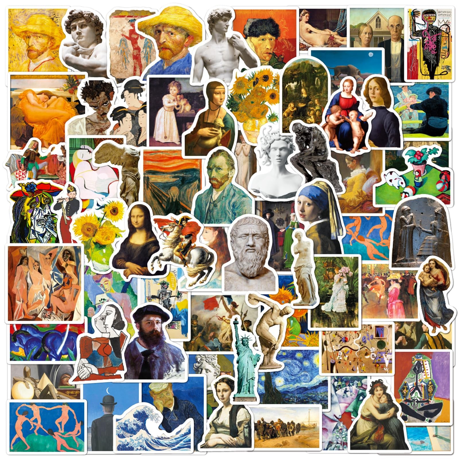 Retro Famous Art Painting Stickers Pack, 100 Pcs Vinyl Oil