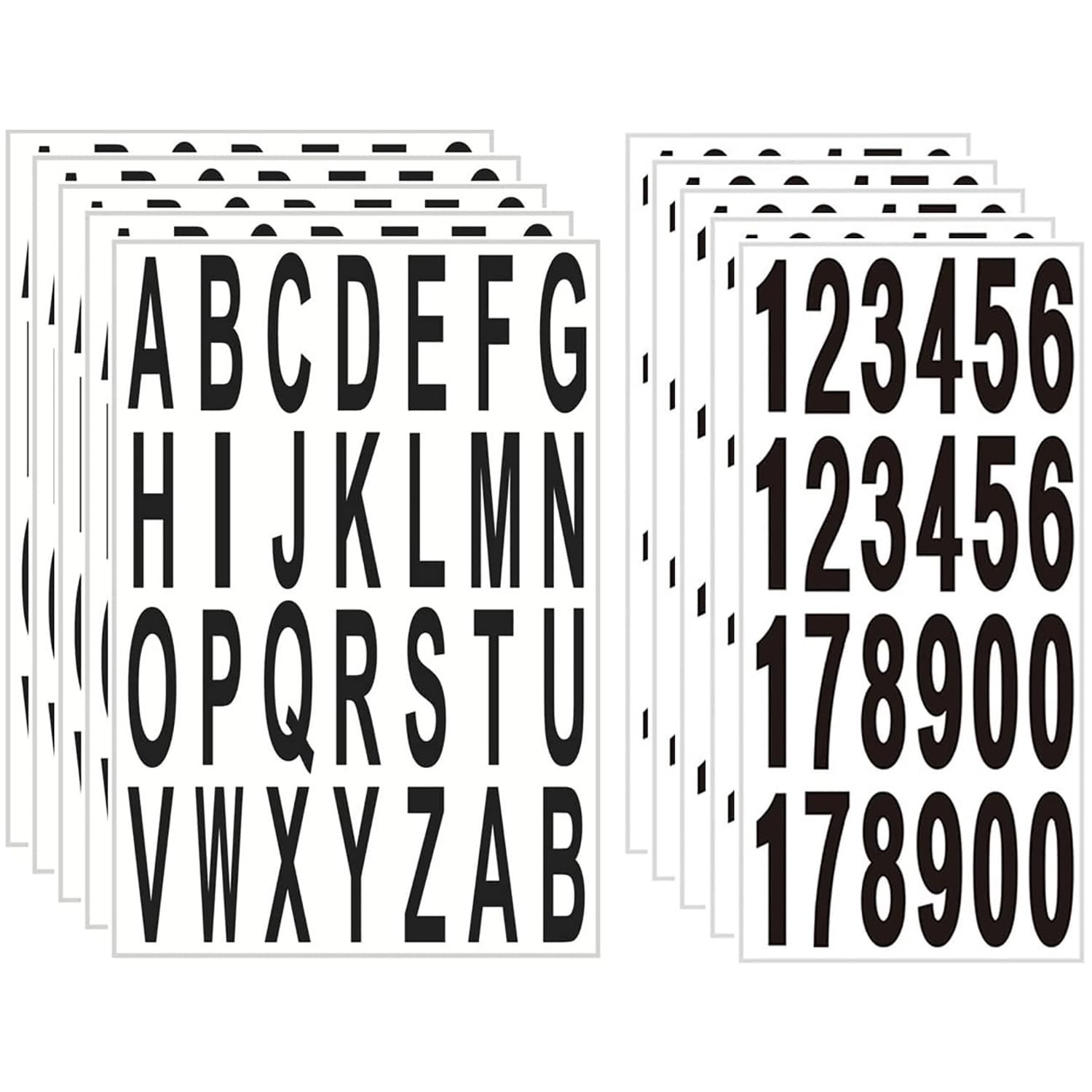 10 Sheet 3 Inch Mailbox Numbers and Letters Cut Classic 3 x 1 inches, Black
