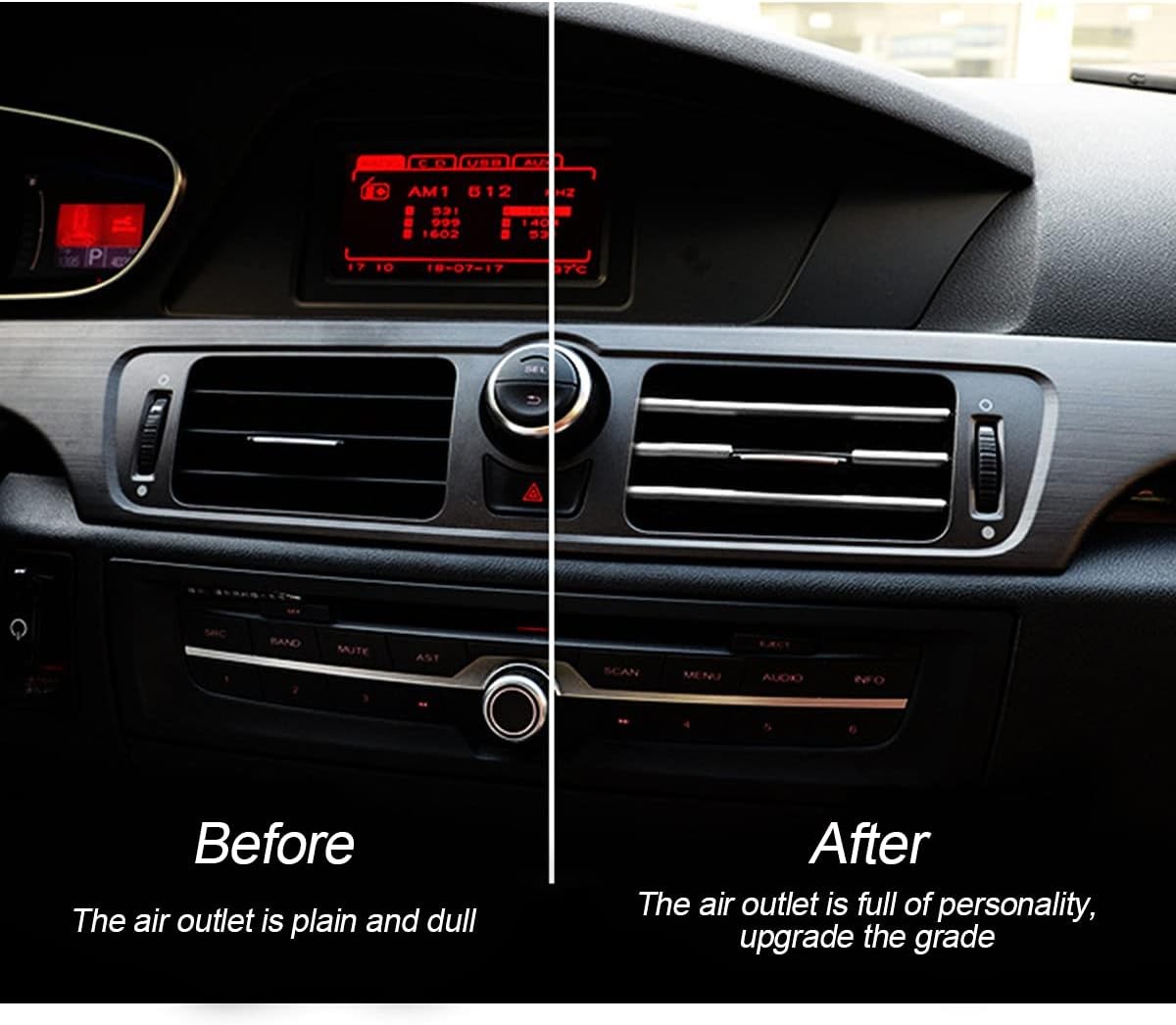 20PCS Car AC Vent Trim Strips, Universal Bendable Molding, Silver, Interior Deco
