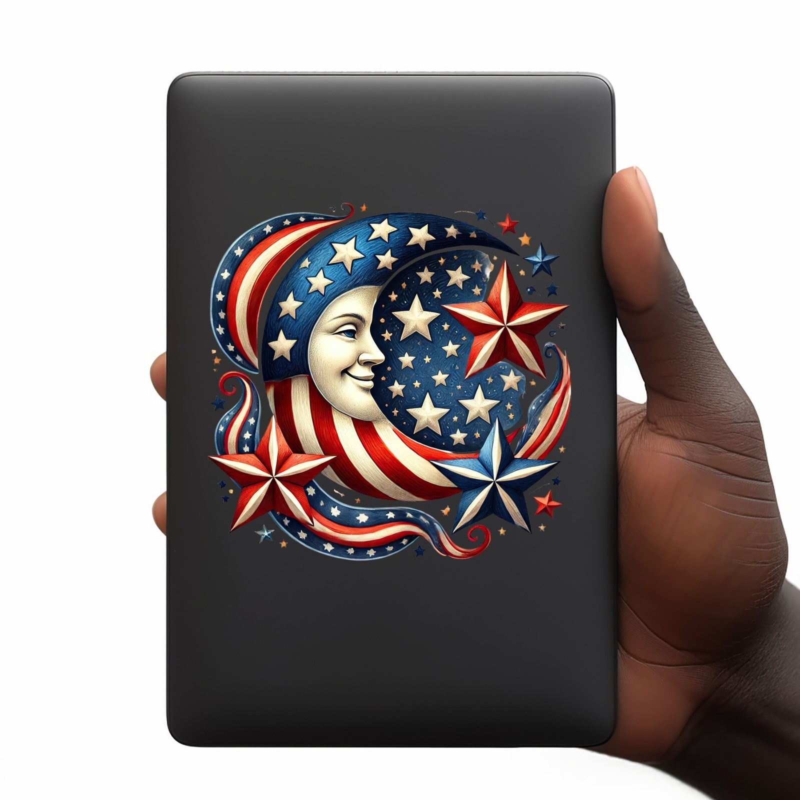 4th of July Moon and Stars UV DTF Transparent Sticker / Decal