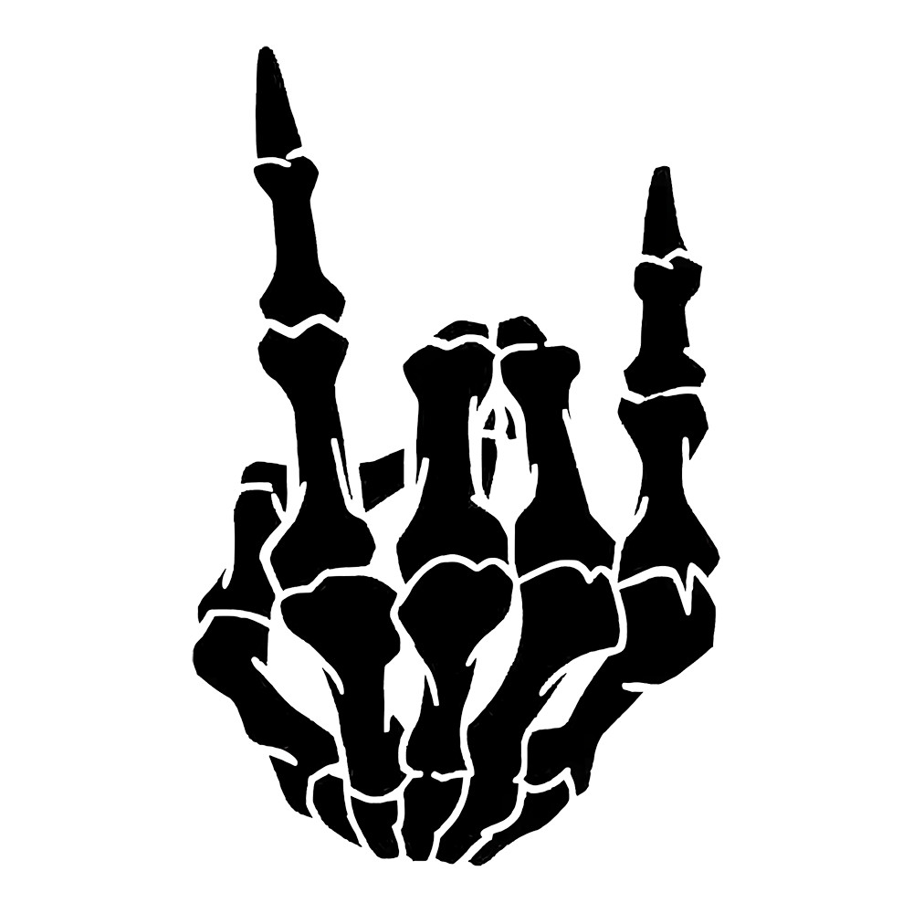 6″ Skeleton Hand Heavy Metal Devil Horns Vinyl Decal Sticker