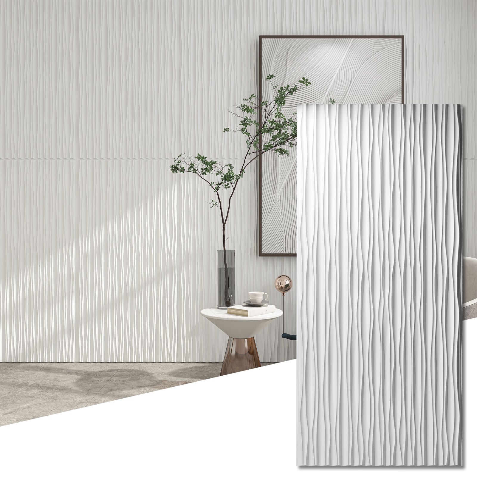 6 Pack 48″ x 24″ 3D PVC Wall Panels ,Ceilings,Black or White,Tree groove texture
