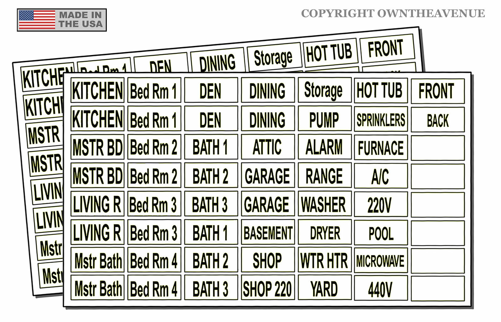 Household Electrical Panel Circuit Breaker Labels Vinyl Stickers White v 112 PCS