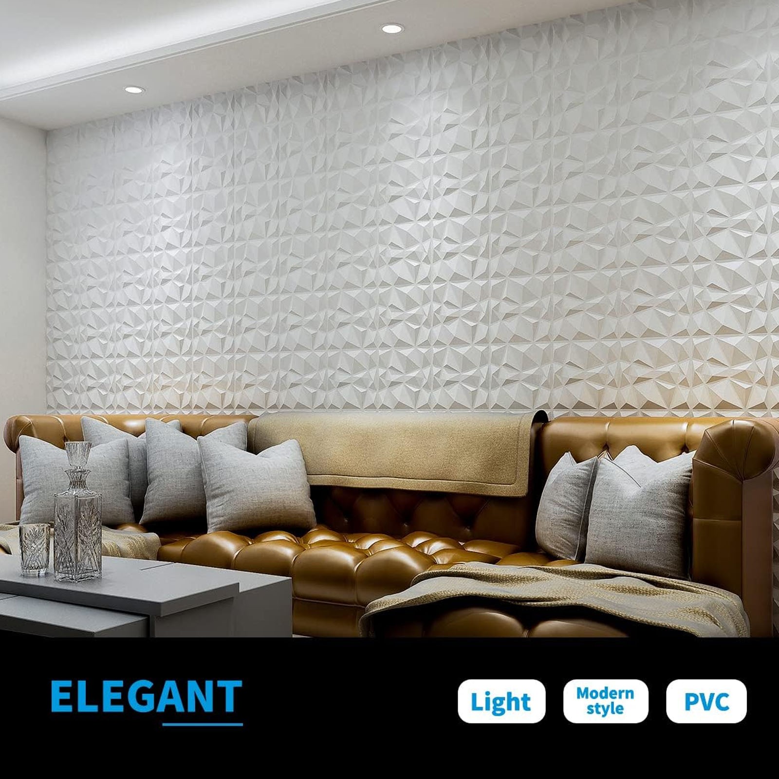 10pcs 3D Wall Panels Decorative Covering PVC Cladding Wallpaper Tiles 30x30cm