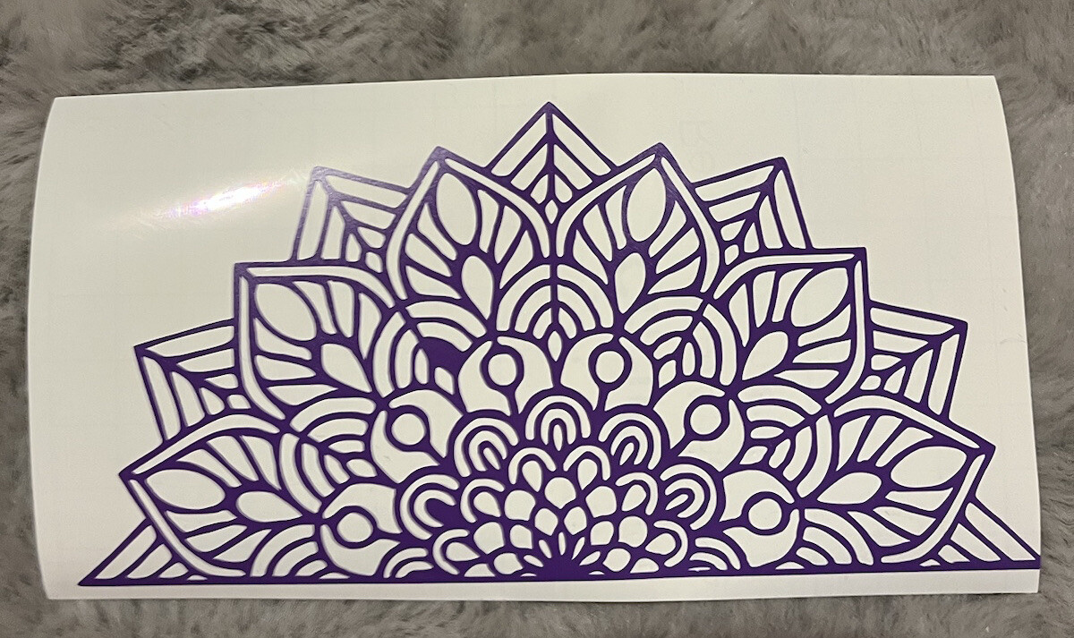 Mandala Half Flower Removable vinyl decal sticker, Home Room Wall Decor 8×4”