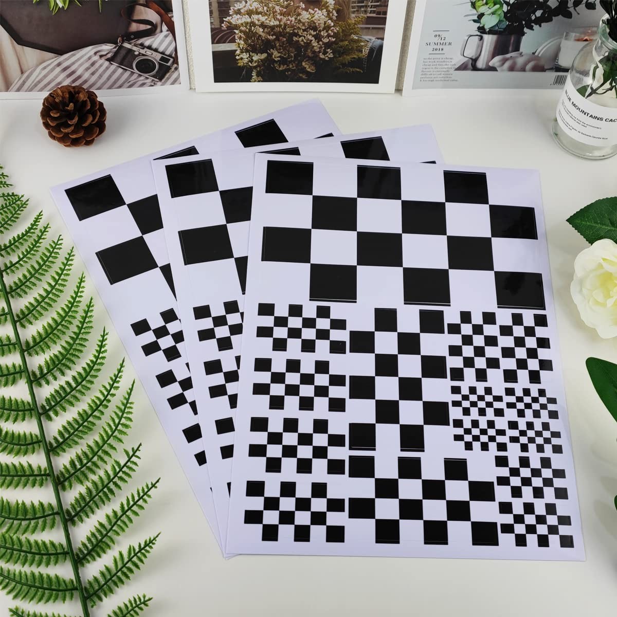 Checkered Black and White Racing Flag Sticker Decal in Multiple Sizes, 3 Pack…