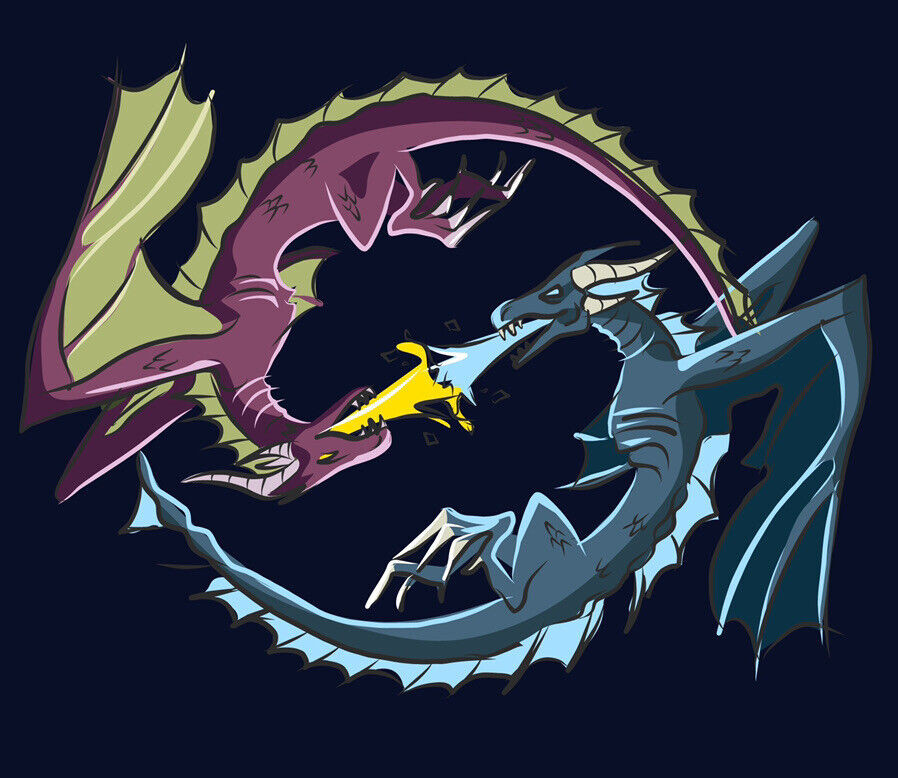 Fire Breathing Dragon Yin Yang Symbol Sticker Decal
