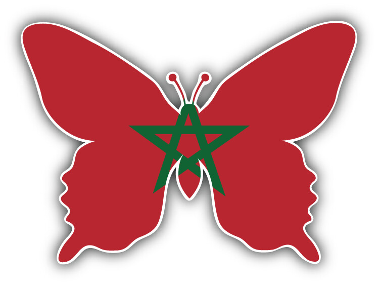 Morocco Flag Butterfly Car Bumper Sticker Decal