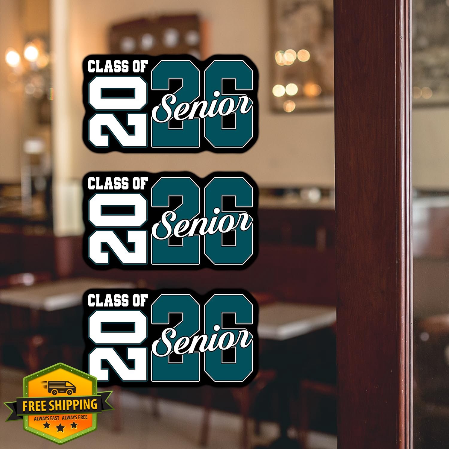 Buudiep Design Class of 2026 Teal Blue Graduation Sticker 3″