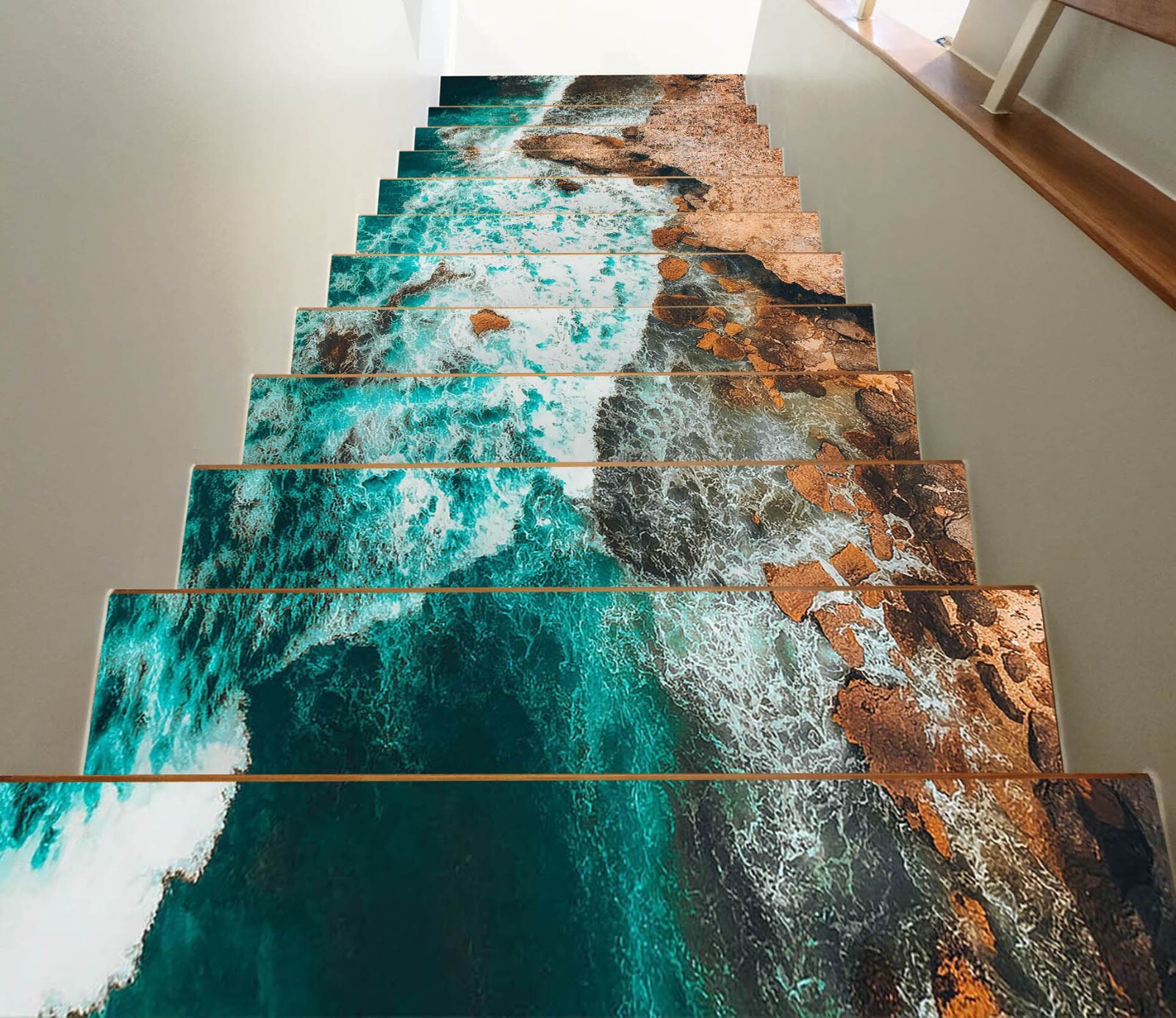 3D Unknown Sea L188 Stair Risers Decoration Photo Mural Vinyl Wallpaper Vera