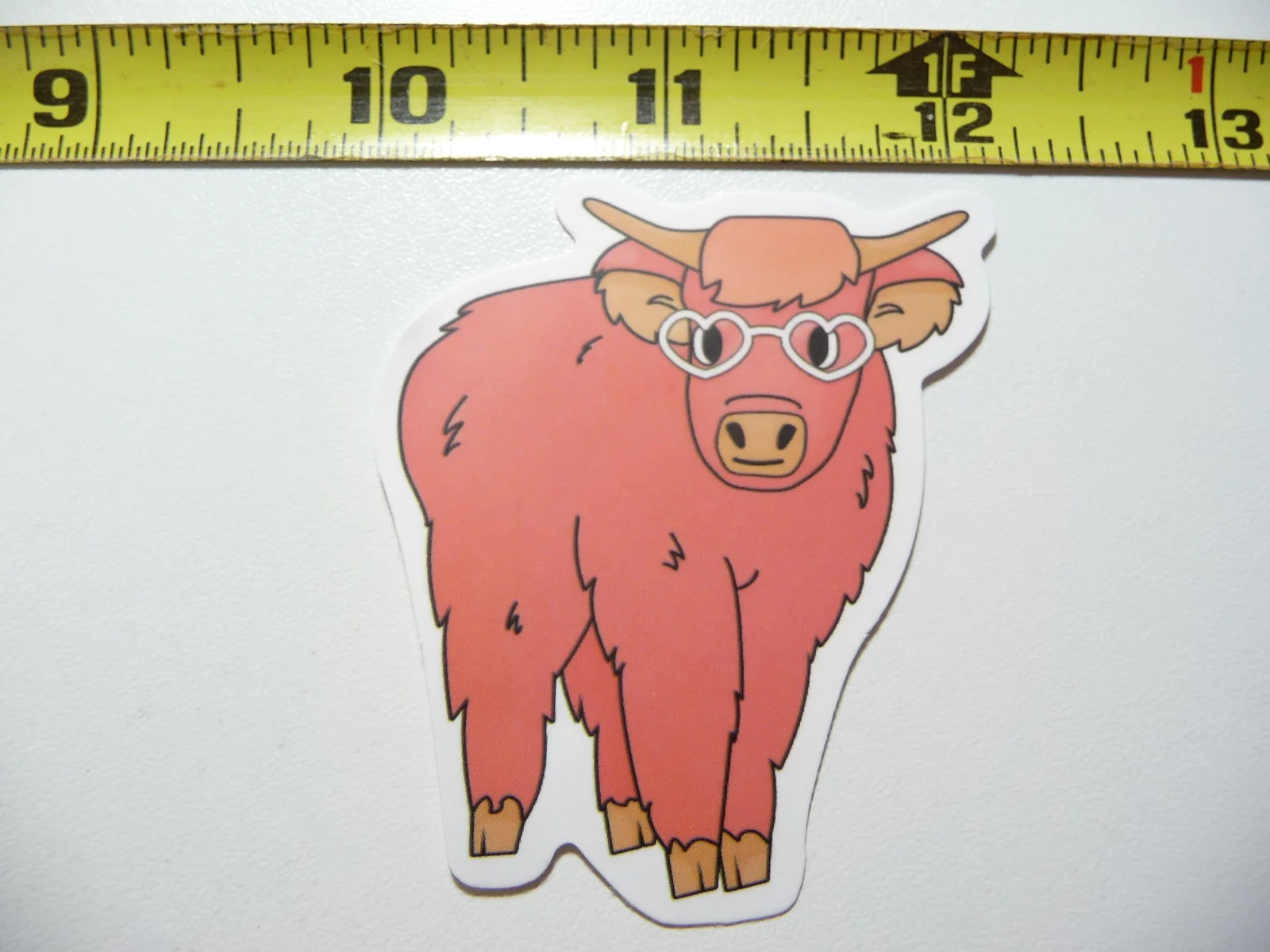 HIGHLAND COW CATTLE HEART GLASSES SMALL STICKER DECAL FARM RANCH LIVESTOCK