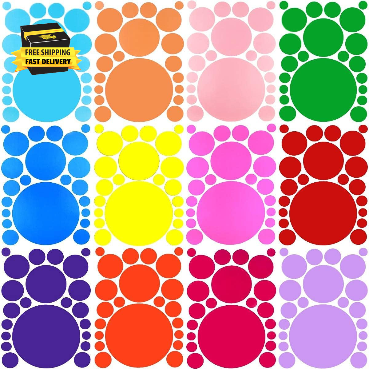 264 Pieces Polka Dot Wall Decals Circles Decals for Wall Vinyl Dots Stickers Set