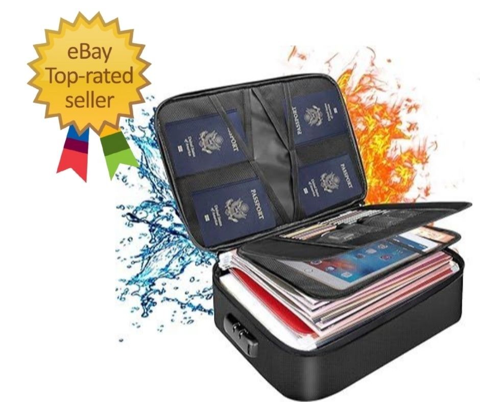 Document Bag with Lock,Fireproof 3-Layer File Storage Case with Water-Resistant