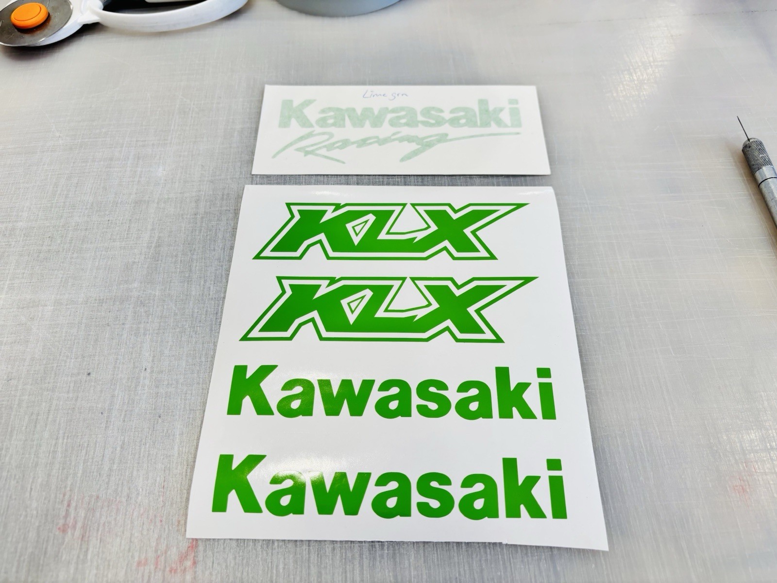 TWO Arai Helmets TEXT Die Cut Vinyl Decals For Honda Kawi Suzuki Yamaha KTM Husq