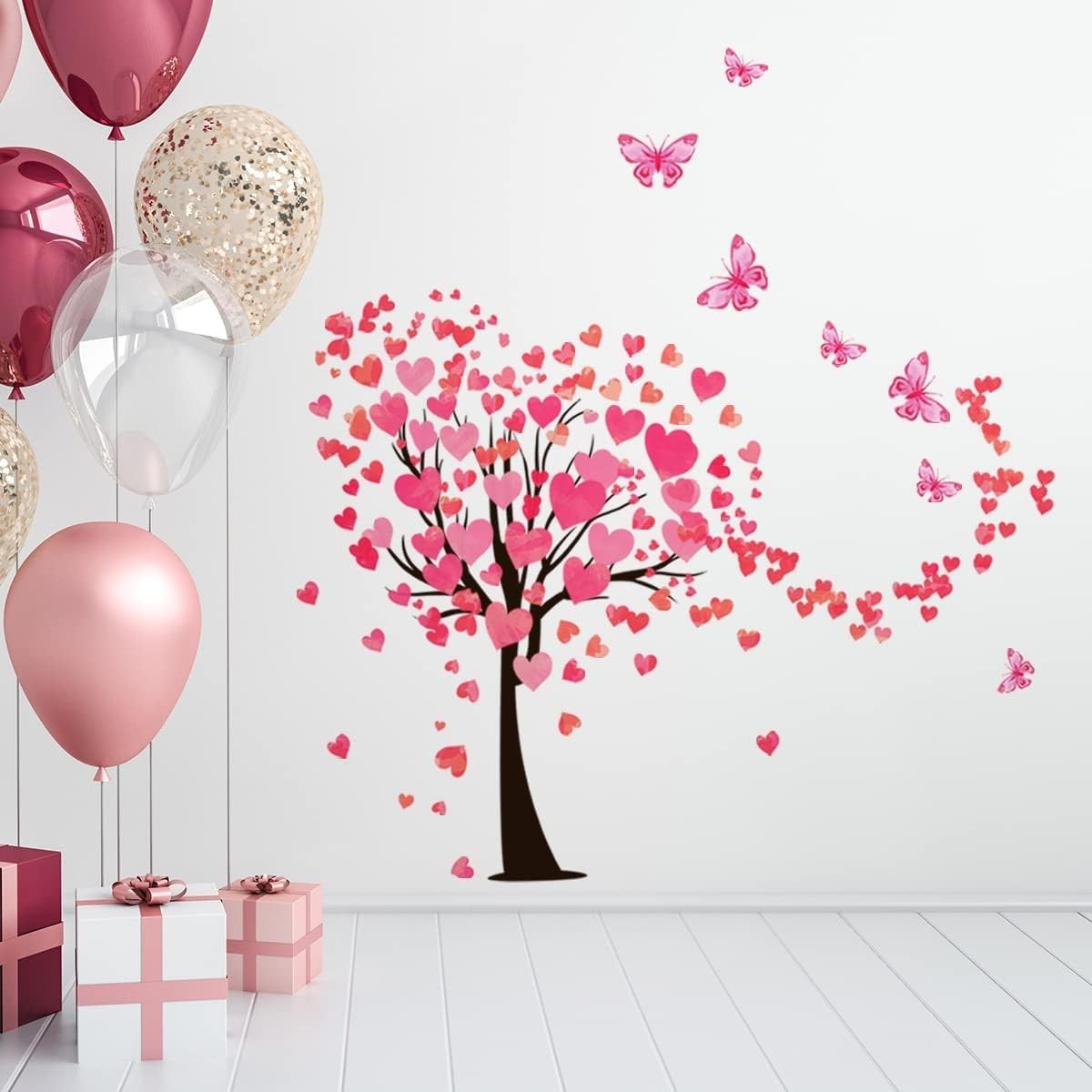 Heart Tree Wall Decal 48x34in Red Vinyl
