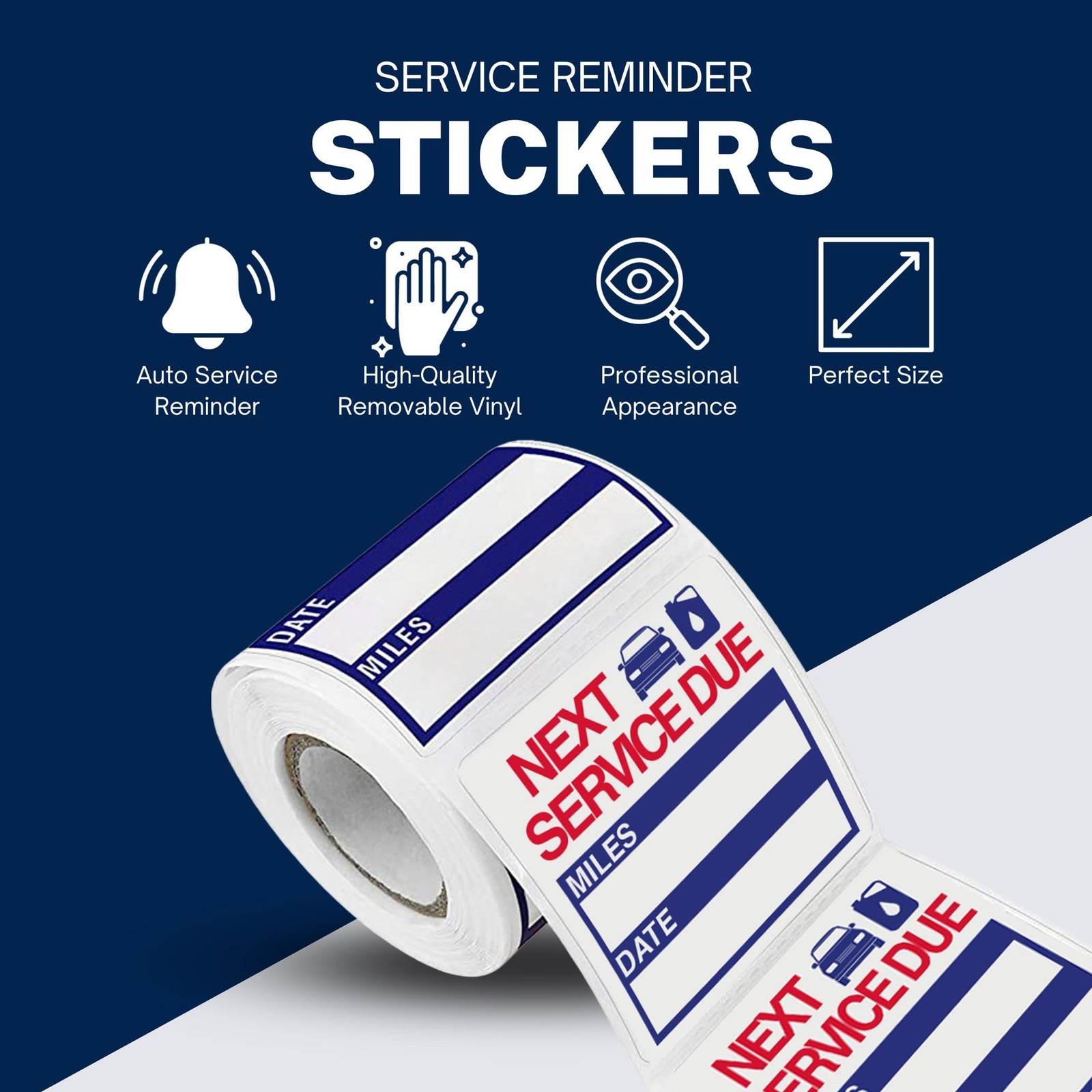 300 Pcs Oil Change Stickers – 2” X 2” Removable Vinyl Labels for Windshield