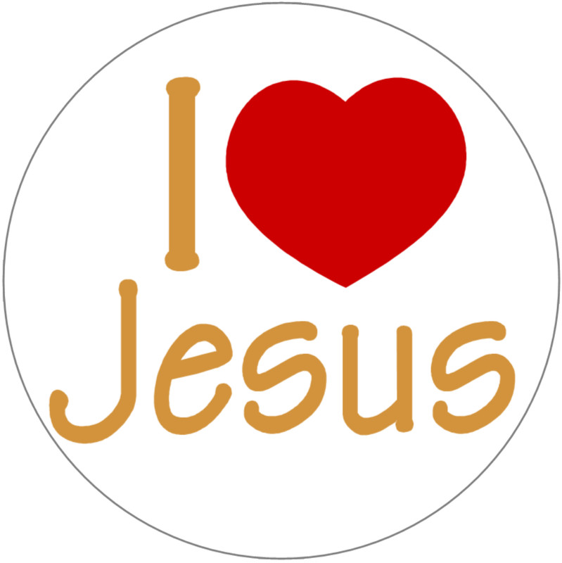 I Love Jesus – 3 Inch Circle Sticker 3″ x 3″ – Christian Christ Religious