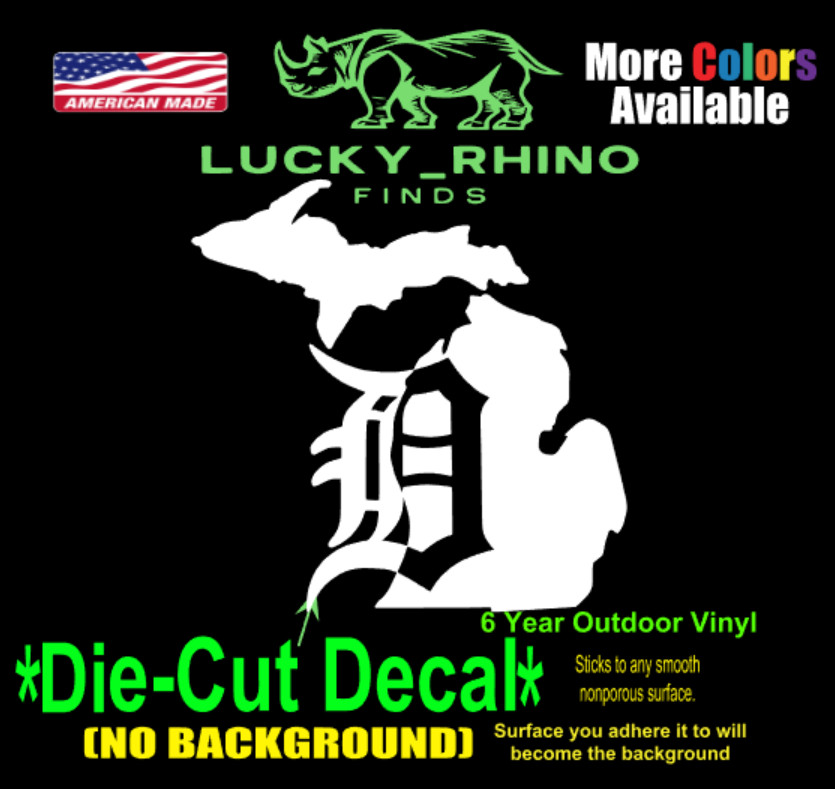 Michigan D Tigers Detroit Baseball Car Window Vinyl Decal bumper Sticker