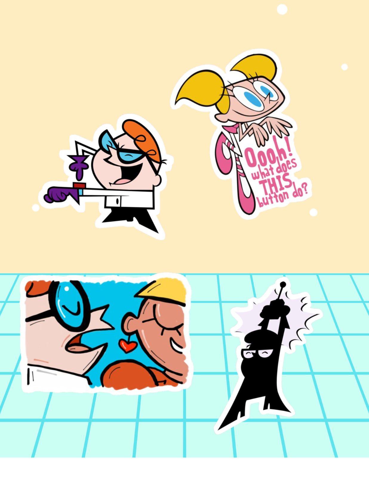 Dexter’s Lab 90s Cartoon 4pc Sticker Pack