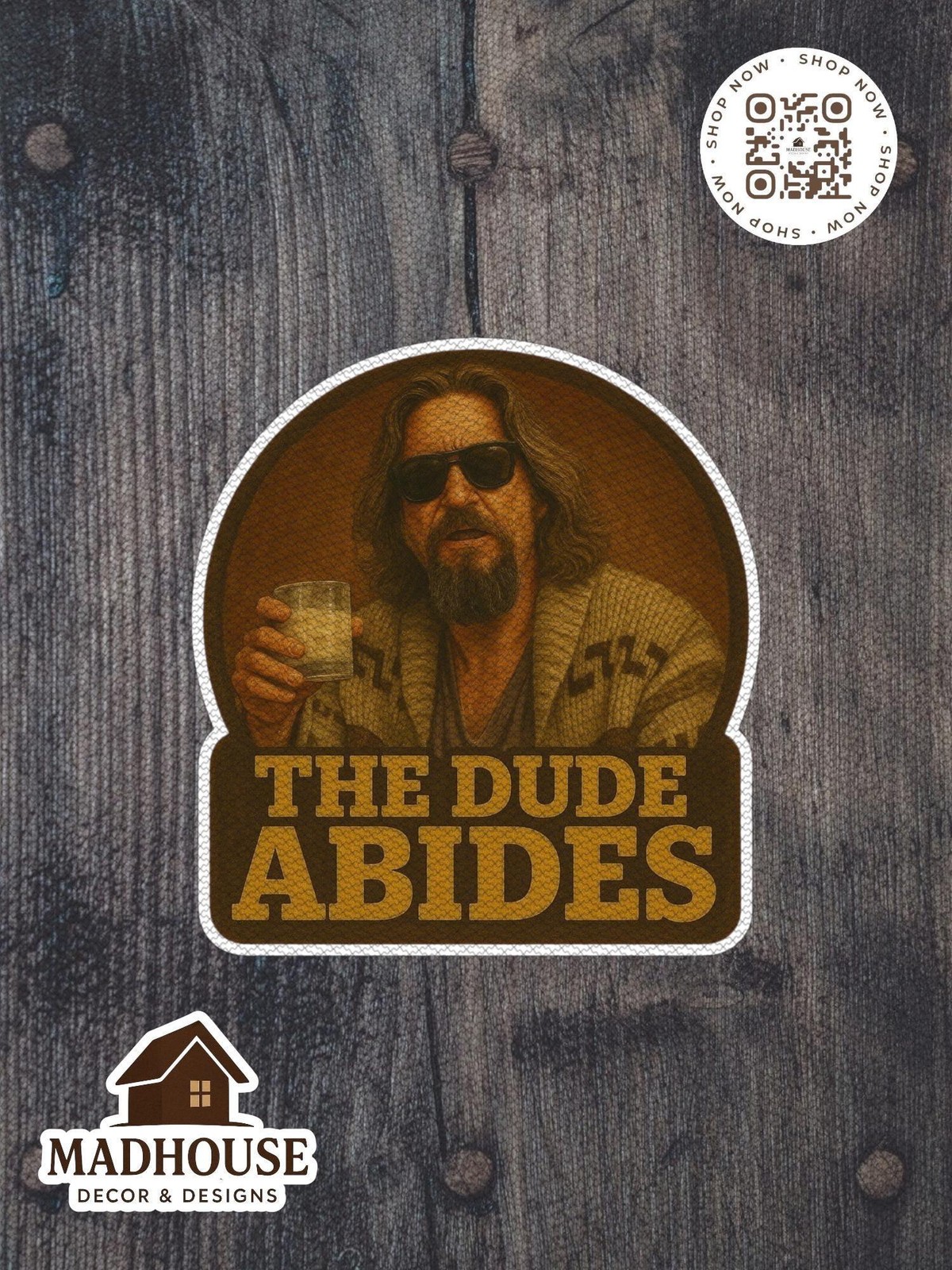 Funny Retro Sticker or Magnet – “The Dude Abides” Quote Decal – Parody Humor