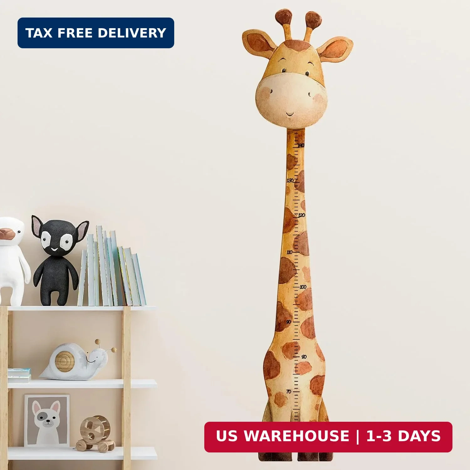 Giraffe Kids Height Wall Decal,Cute Animal Height Stickers, Children’s Room Grow