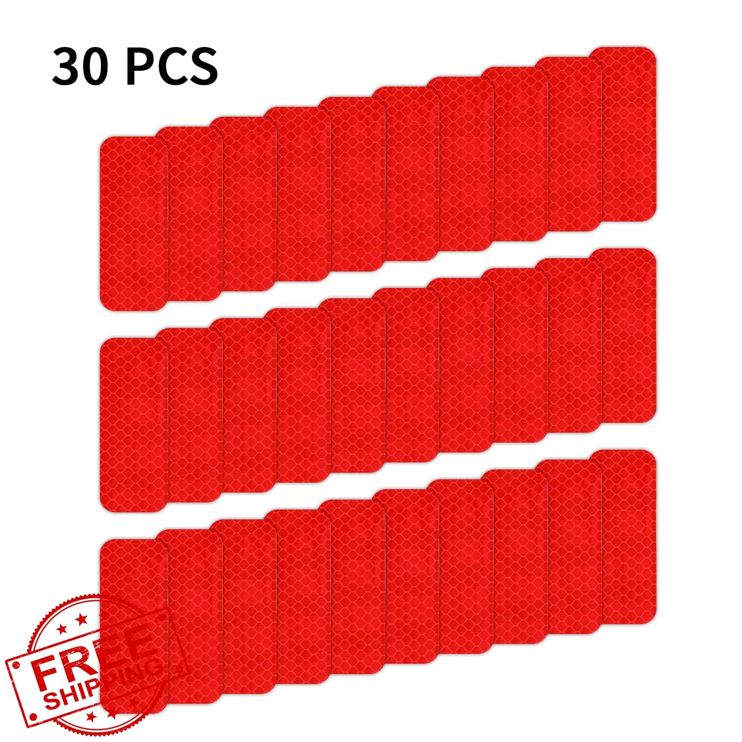 NeoLum Red Reflective Stickers 8x3cm 30 Pcs