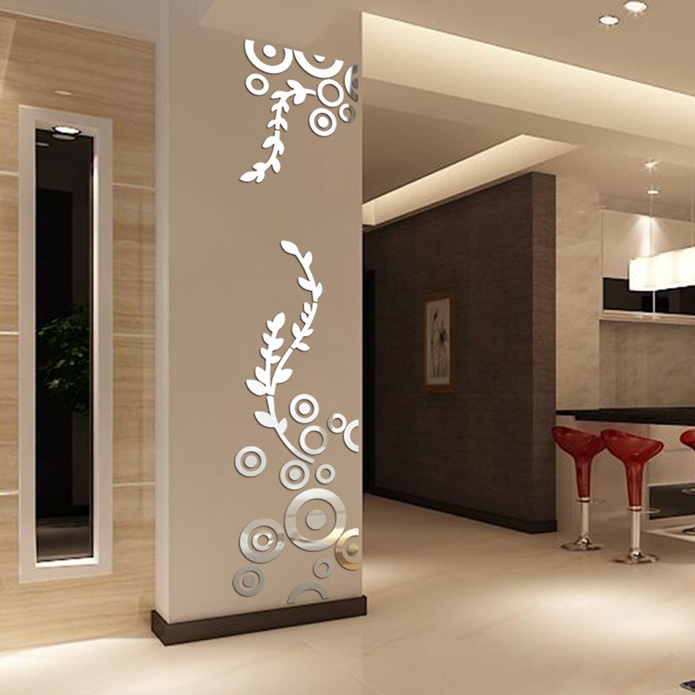 1/2 Sets Tree Branch Mirror Wall Stickers Acrylic Bedroom Background Ornament
