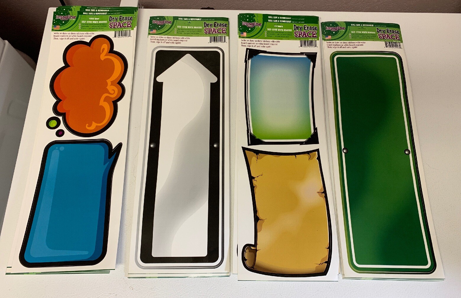 Imagine by Bendon Dry Erase Self Stick White Boards Peel & Stick Lot of 34 NEW