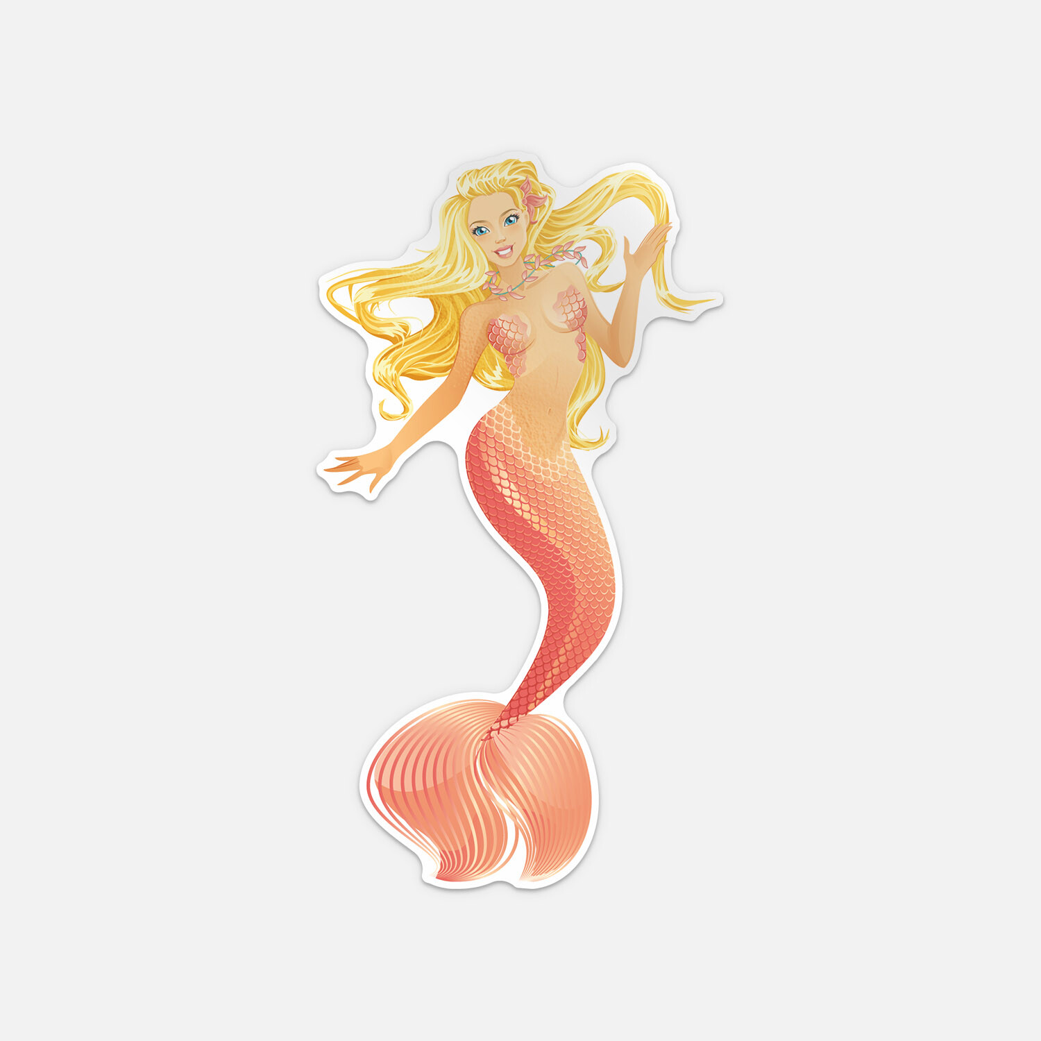 Sexy Golden Mermaid Vinyl Sticker Decal