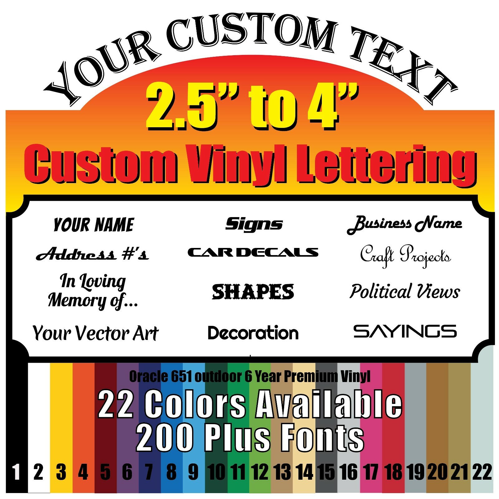 2.5″- 4″ Custom Vinyl Text Phrase/Lettering Decal window Car Mailbox Craft