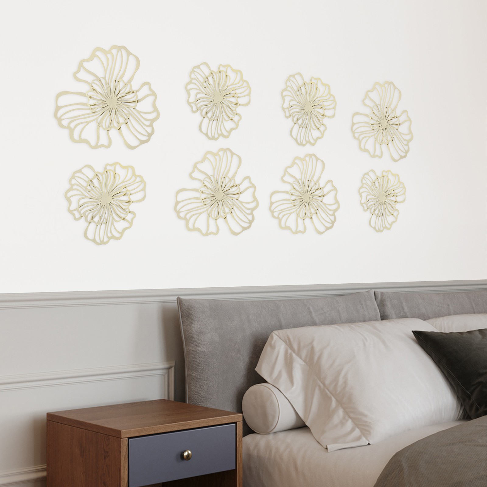 7-Piece Metal Wall Decor Flower Office Wall Hanging Ar Indoor Metal Wall Decor