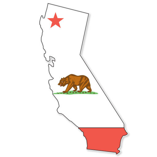 CALIFORNIA State Map Flag bumper sticker decal 6″ x 3″