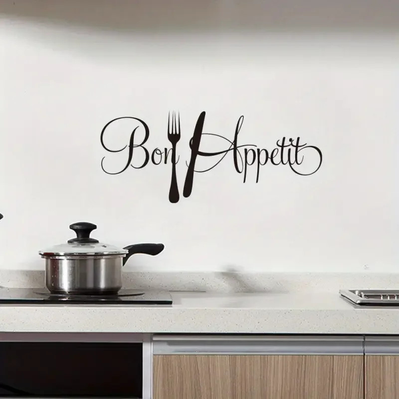 Wall Decal Modern Geometric Kitchen Decor Elegant Lettering No Residue Remova
