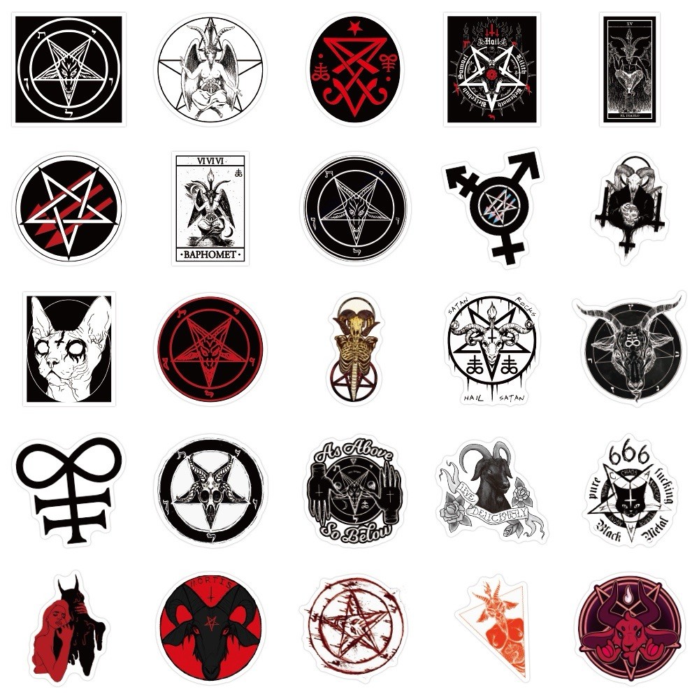 10 Random Satanic Stickers Devil 666 Decals Skull Satan Horror Red Free Shipping