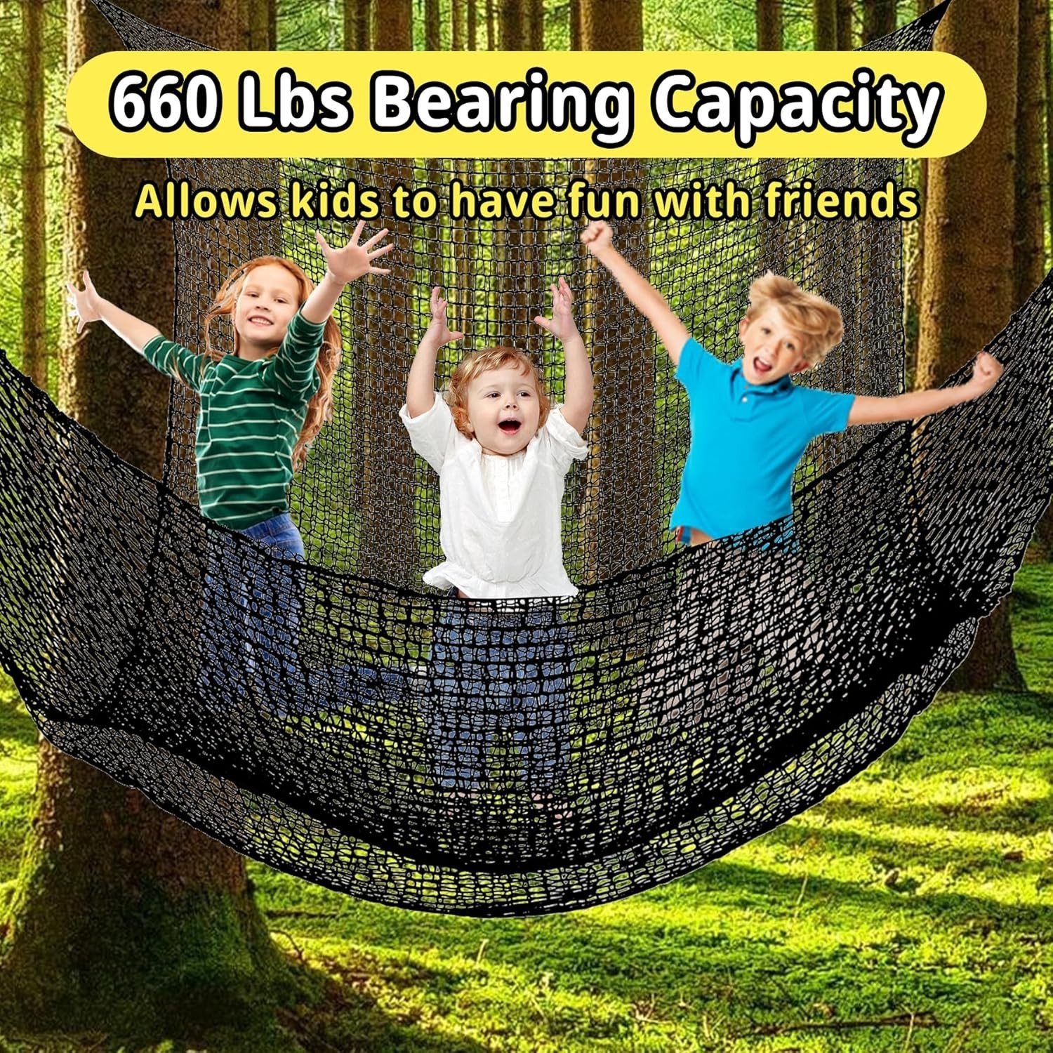 9.8′ x 9.8′ Climbing Cargo Net – Double Layer Playground Safety Net for Kids