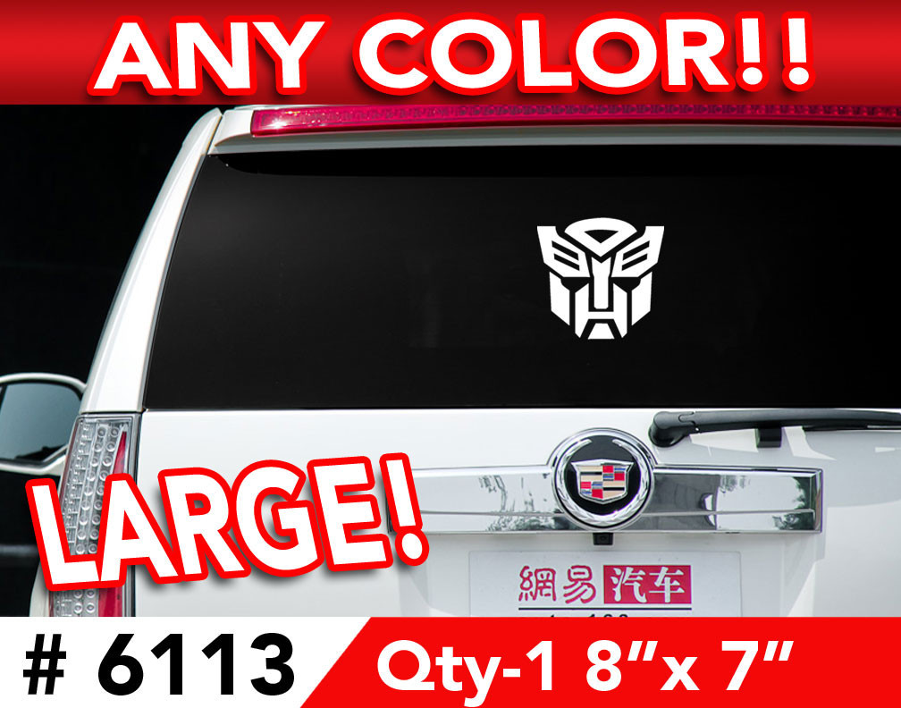 TRANSFORMERS AUTOBOT LARGE DECAL STICKER 8″w x 7″h Any 1 Color