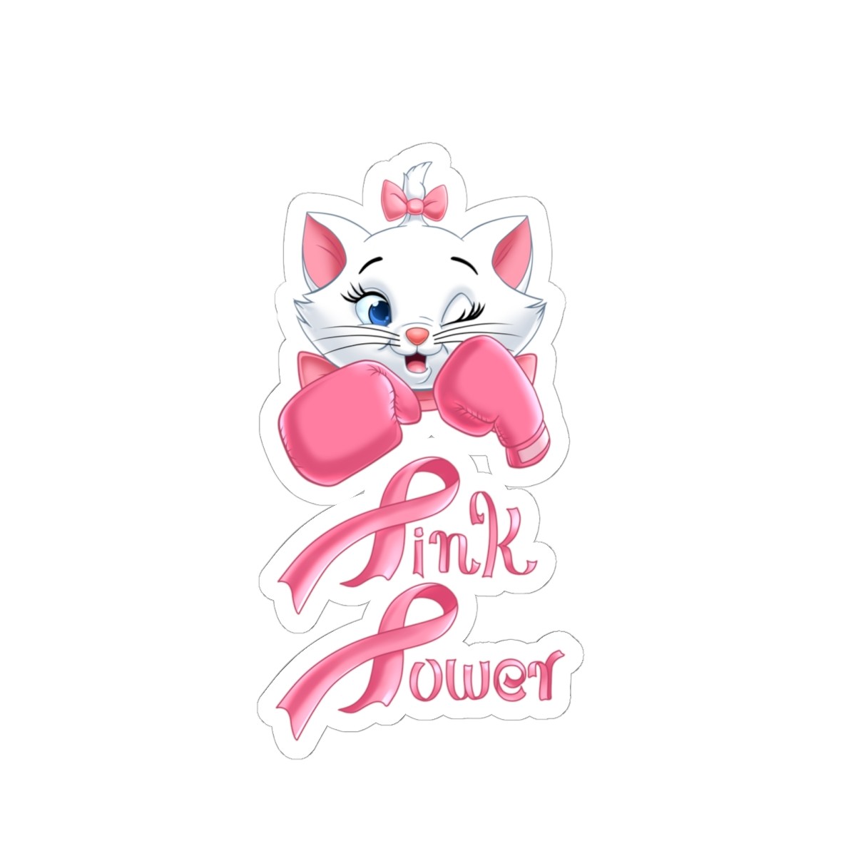 Breast Cancer Awareness Sticker, Pink Ribbon Support Squad Kiss Cut Sticker