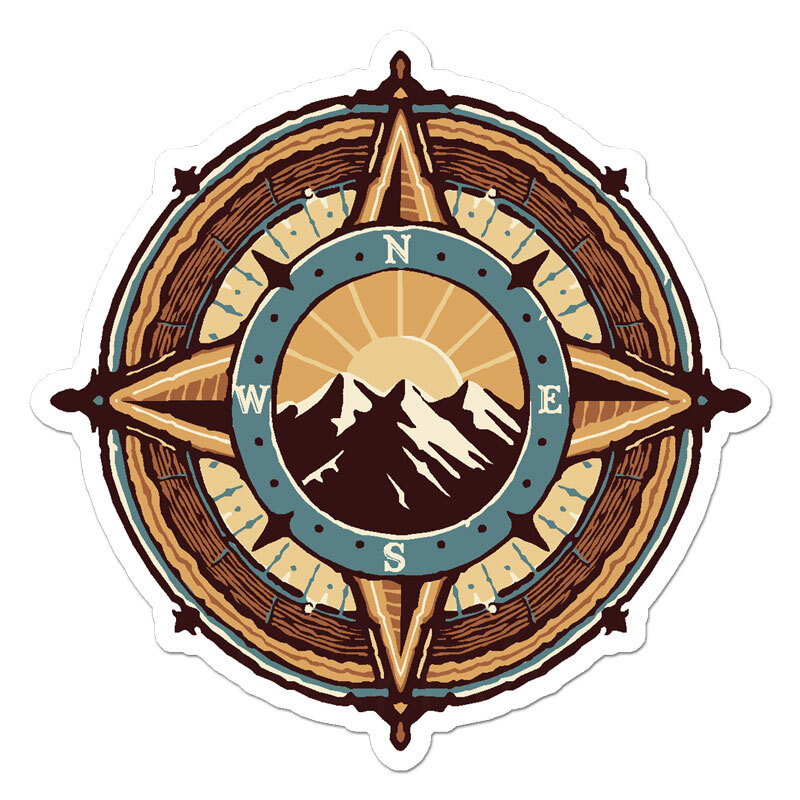 Compass North South, Vinyl Decal Sticker, Indoor Outdoor, 3 Sizes, #11937