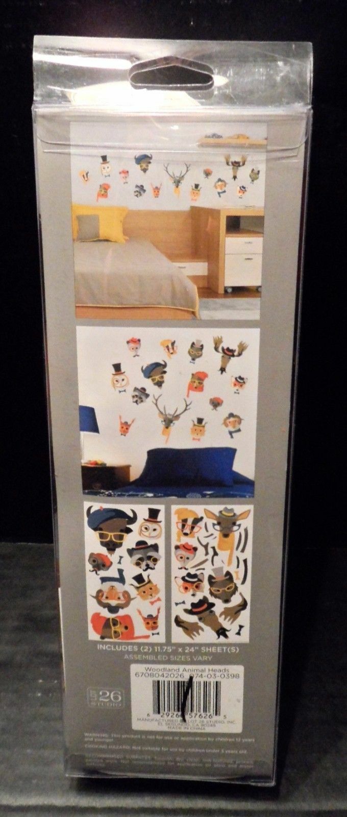 WILD ANIMALS WALL DECALS-LARGE–VINYL SELF-STICK NEW SEALED “LOT 26 STUDIO”