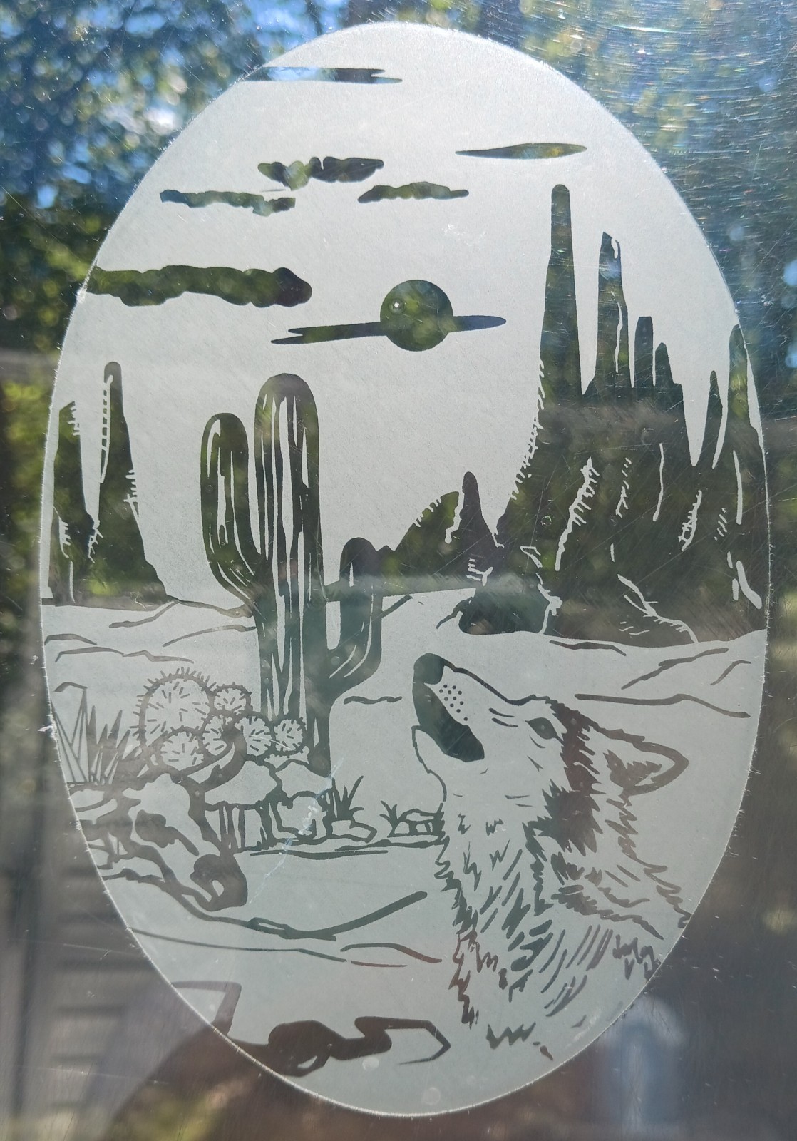SOUTHWEST Window Decal 8″x12″ OVAL Etched Look Cling Removable & Reusable 38
