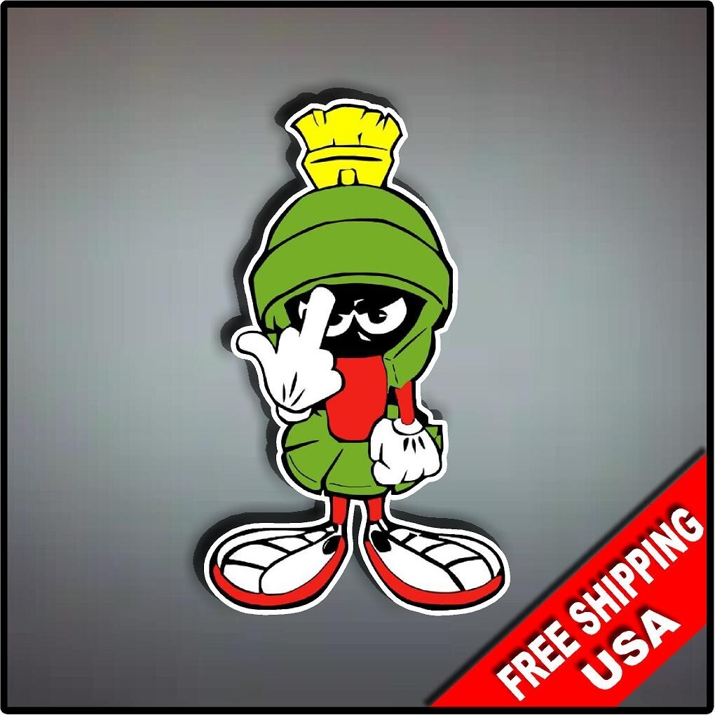 Marvin The Martian Flip Off Vinyl Decal Sticker 6″ x 3.5″ Cartoon Middle Finger