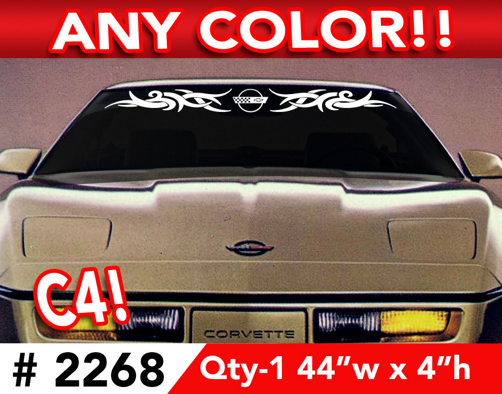 C4 CORVETTE TRIBAL WINDSHIELD DECAL STICKER 46″w x4″h Any 1 Color