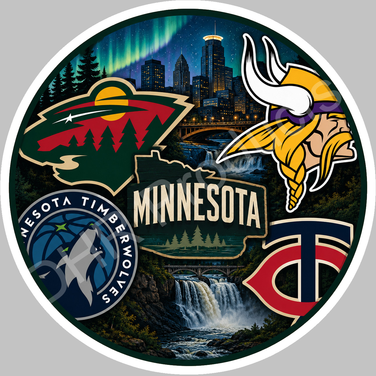 Minnesota Sports Mashup Vinyl Sticker/Decal | Twins Wild Timberwolves Vikings 03