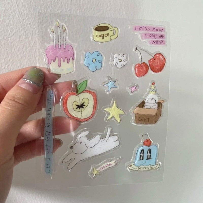 Various Cute Pattern Jelly Stickers Decals For Gift And Room Decoration No