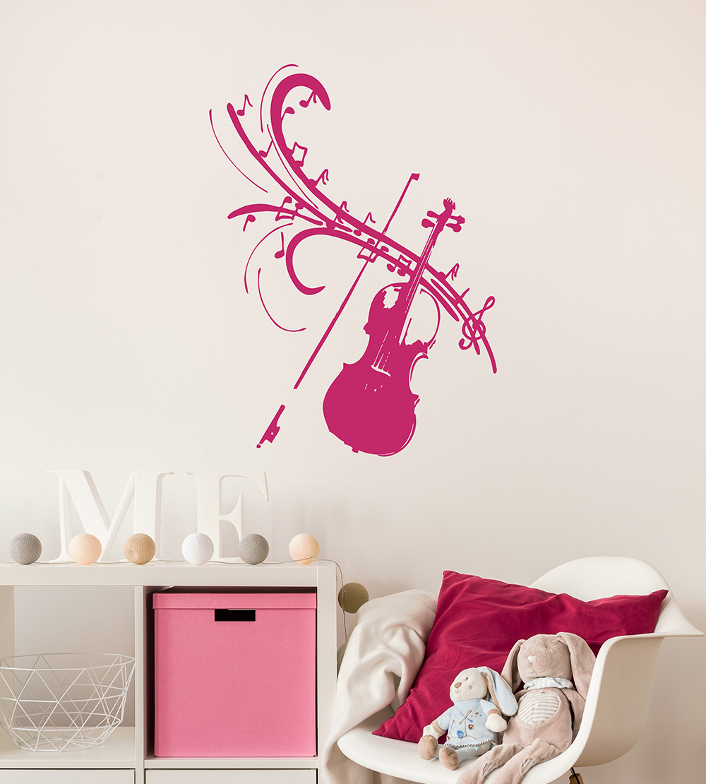 Vinyl Wall Decal Violin Decal Music Notes Sticker Interior Home Decor L317